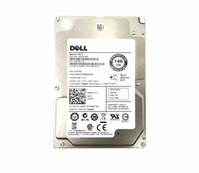 (342-2015) Dell 146GB SAS 3 Gb/s 	2.5 inches 10000RPM Server Harddisk