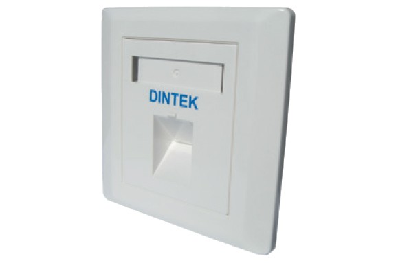 Dintek 1 Port UK Style Angled Wall Plate With Shutter