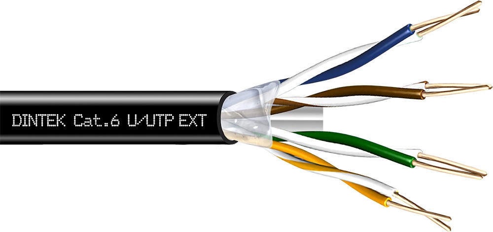 Dintek PowerMAX 4P Cat.6 U/UTP 23AWG PE Gel Filled Cable - Black